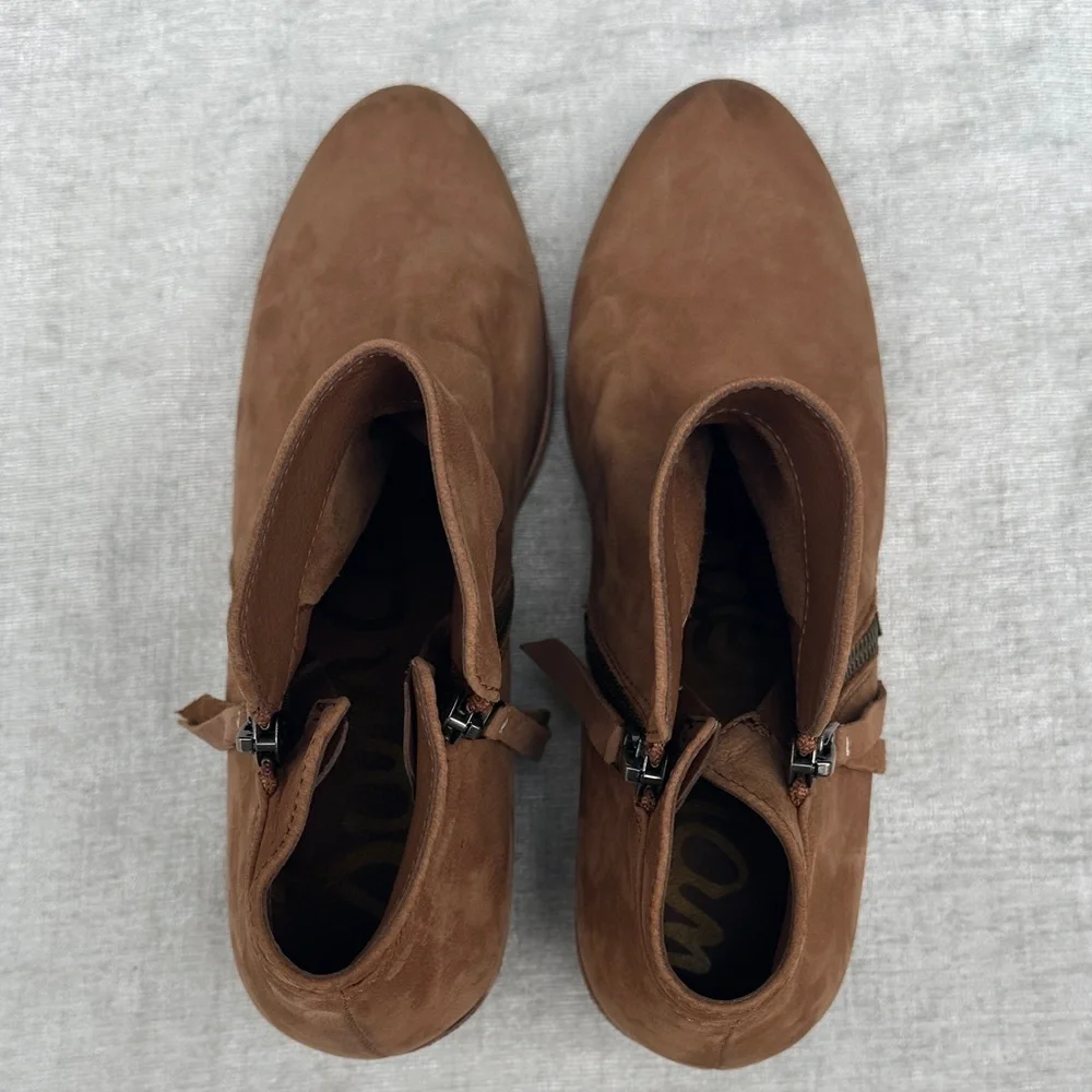 Sam Edelman Brown Leather Ankle Boots Zips on both Sides Size 9